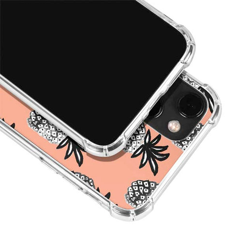 Bouffants and Broken Hearts Gray Scale Pineapple iPhone 14 Clear Case